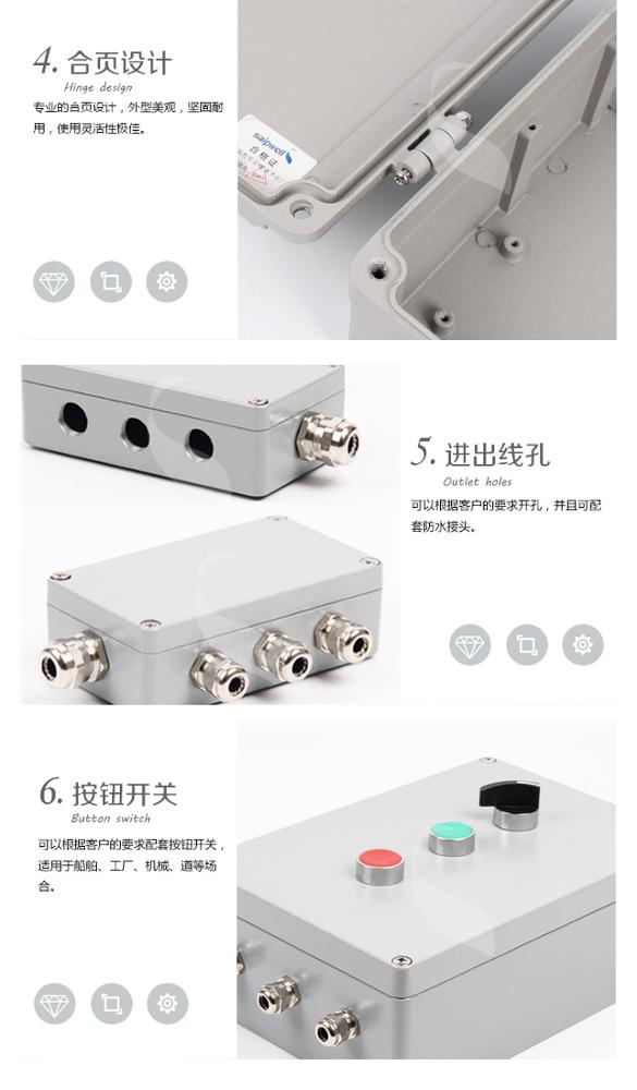 Saip/SAIPWELL factory DIY aluminum electrical main switch waterproof box with transparent window and outlet holes enclosure