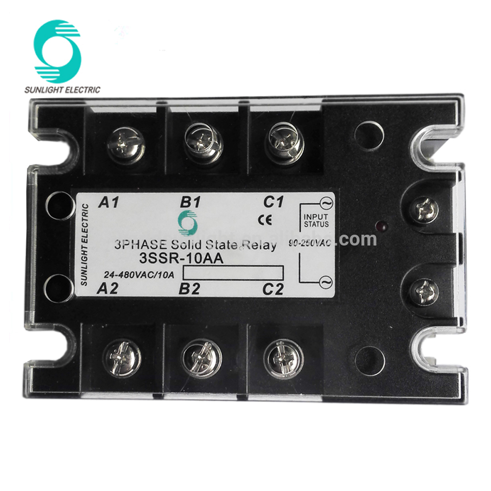 3SSR-10AA high power 10A input 90-250VAC output 24-480 AC 3 phase three phase ssr solid state relay