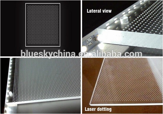 Factory supply Laser Dotting long slim acrylic Light guiding sheet led illuminated  light guide panel for show display