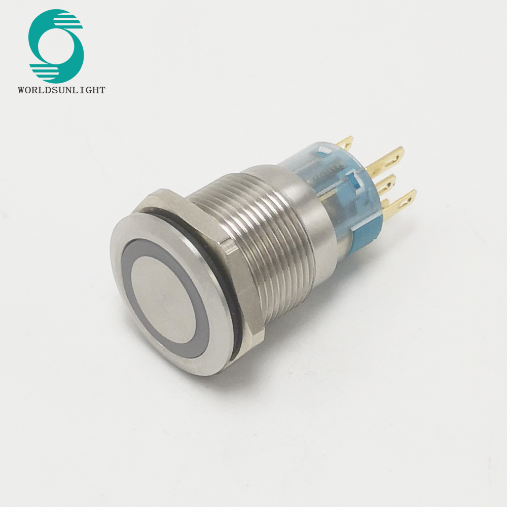 19mm 5A led type illuminated momentary waterproof stainless steel metal pushbutton switch
