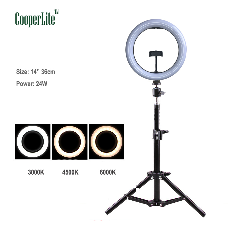 20W 14inch light ring photography studio led ring light for video broadcast studio make up selfie stand tripod