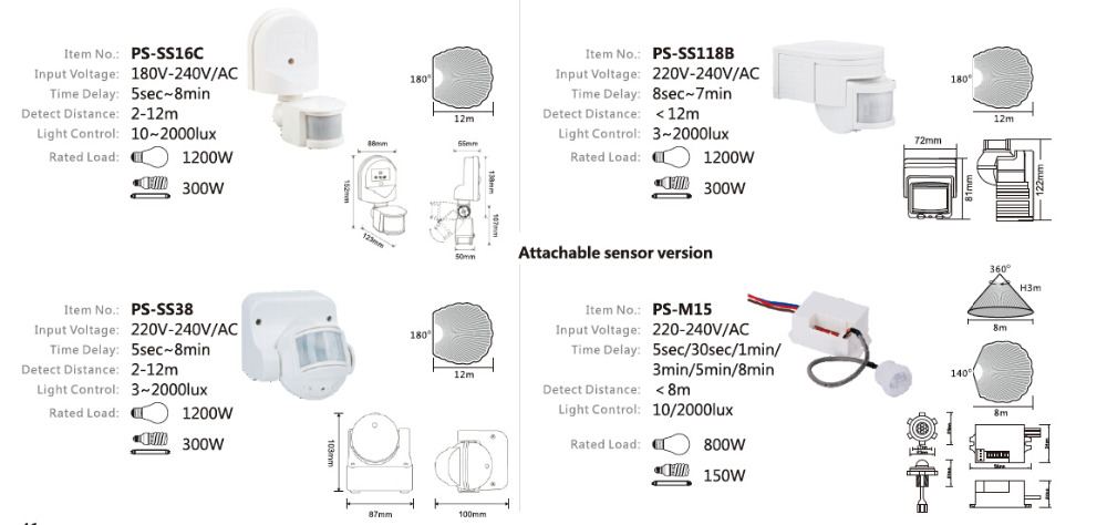 PIR motion sensor, new design recessed flush mounted motion detector