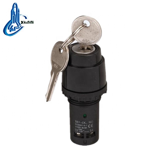 high quality industrial 2 position push button key lock switch SB7-CG25