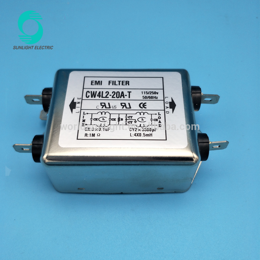 CW4L2-20A-T 115V/250VAC 20A single phase 2p power EMI FILTER