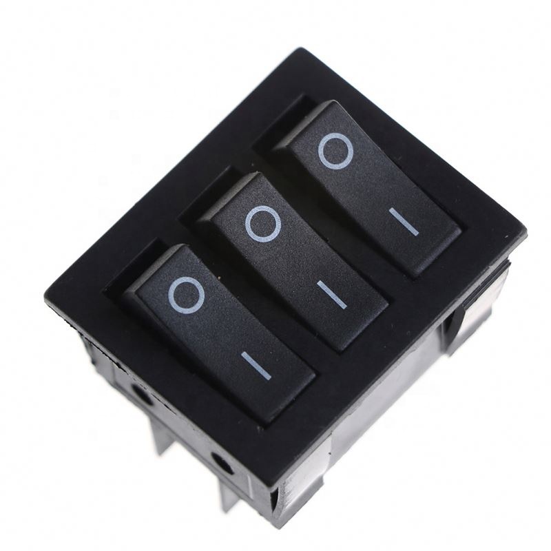 Black KCD3 Big Rocker Switches Three-Way Switch 9 Pin 2 Position Multi-knife Single-throw 15A 250V 20A 125VAC AC ON-OFF