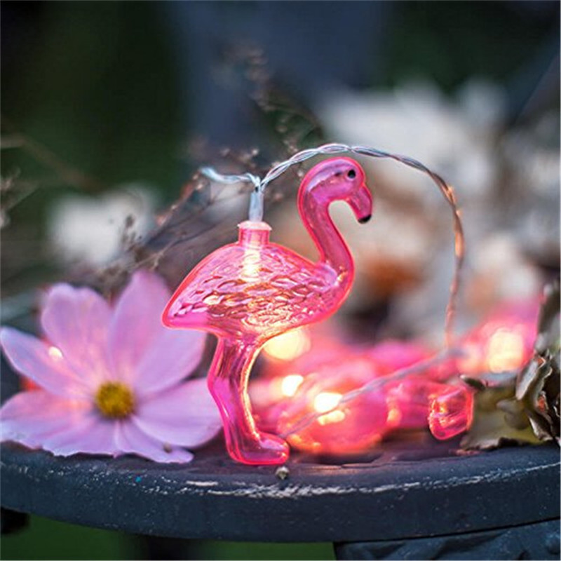 christmas Girl's Gift Lamps Bedroom Babyroom Home Party Decor Battery Opetated 1.5m 10Led Red Flamingo LED String Light