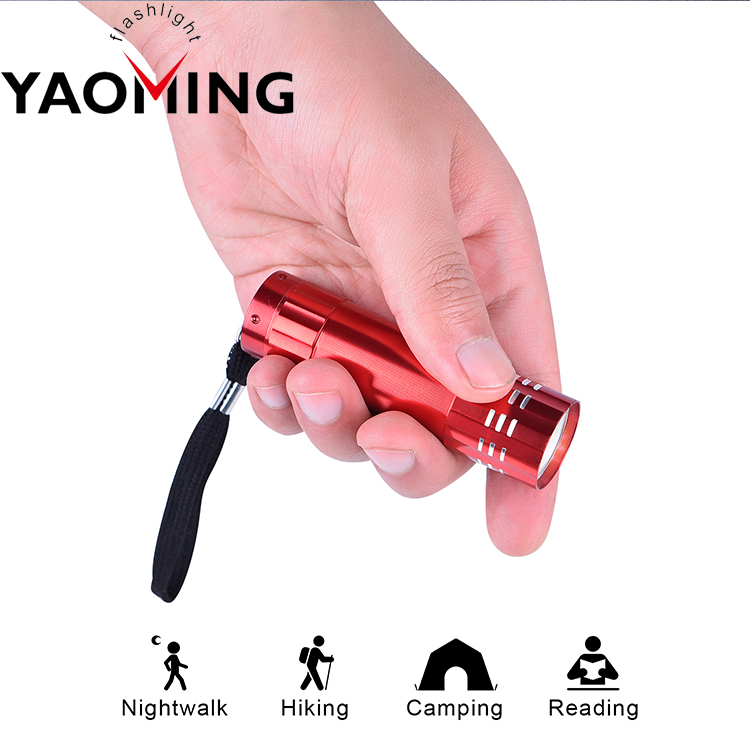 Factory Made Mini Aluminum AAA Torch Portable 9 LED Flashlight