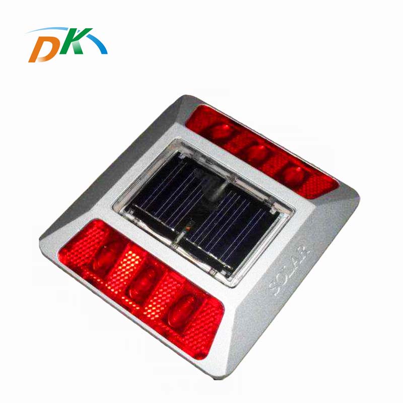 DK aluminum flare/steady mode solar road stud with 6pcs bright LED beads