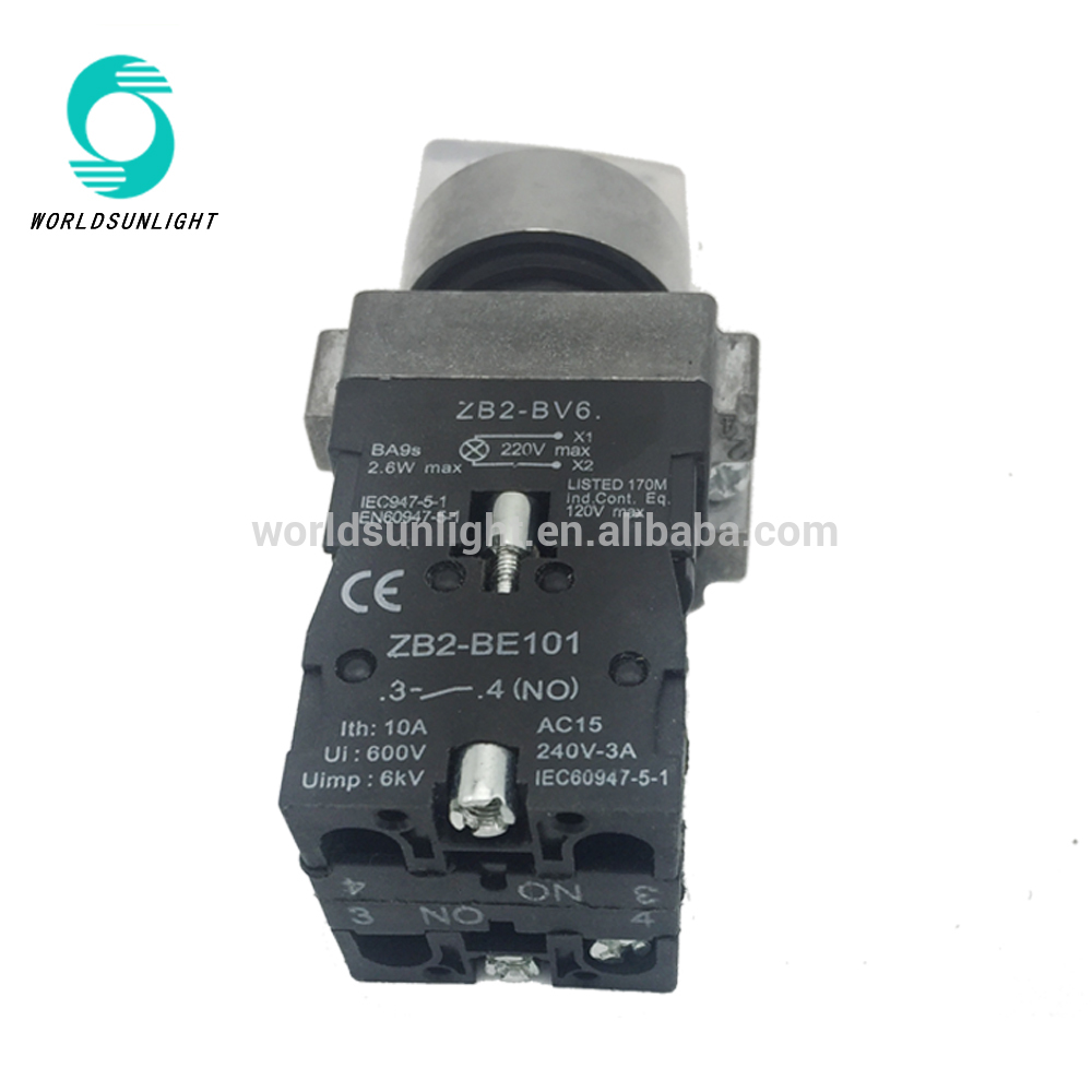 XB2-BK2165,1NO+1NC two 2 position Self-locking 230v white led Illuminated Selector Switch