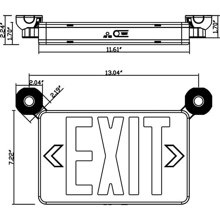 Newest wall mounted emergency two adjustable spot warning light exit sign