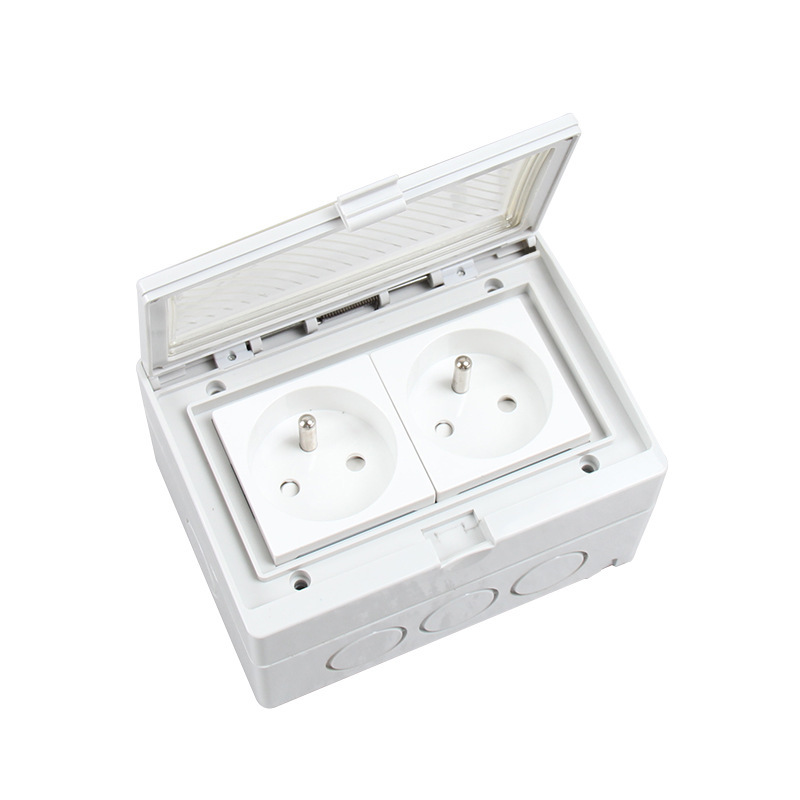 Saipwell Y  Two-Position Switch With Two French Style Sockets 250V/13A IP55 Electrical Distribution Box Switch Socket(SPL-2FR)
