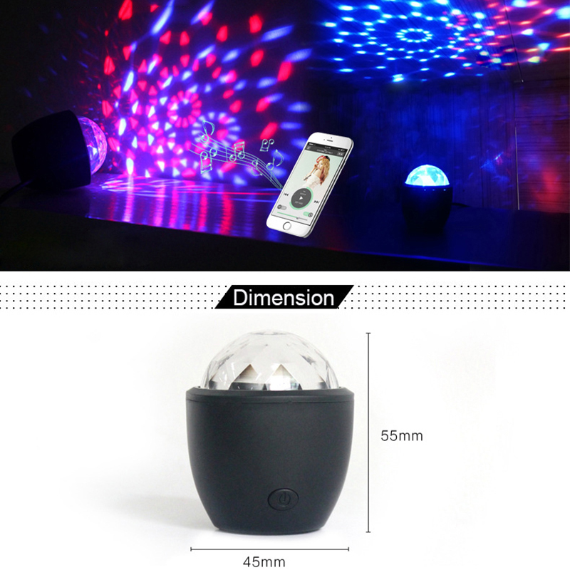 Mini stage light 3W USB powered Sound control Multicolor Disco ball magic effect lamp for birthday,Party,Concert