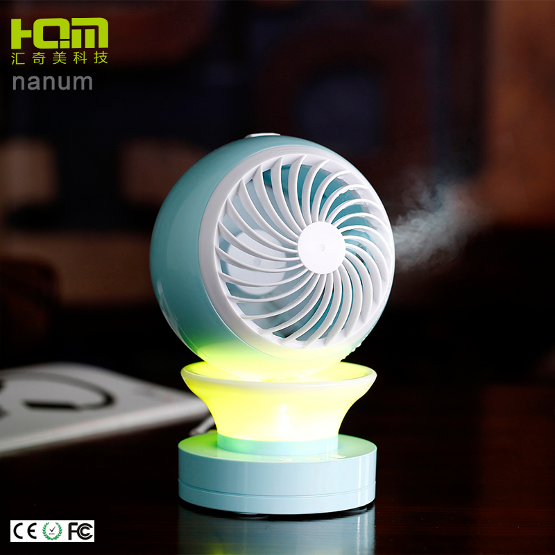 Dual wind speed 5v dc li-ion battery mini usb portable air cooler fan with light