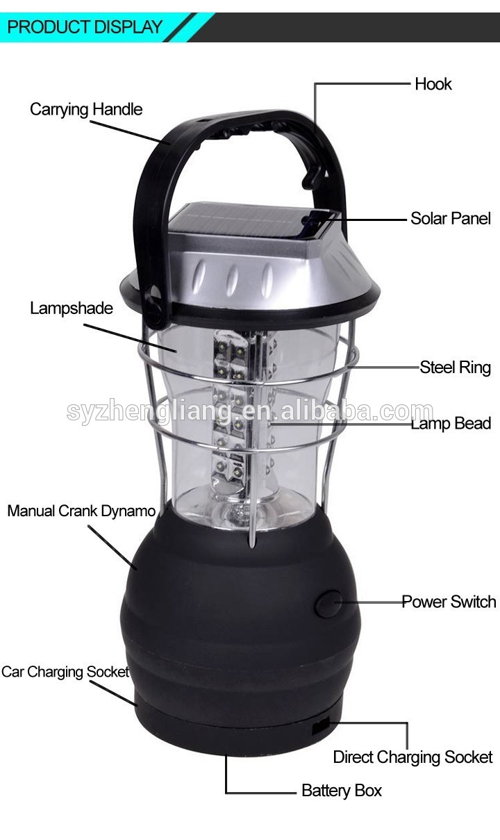 Solar Camping Light 36LED Portable Lantern With Mobile Phone Charger