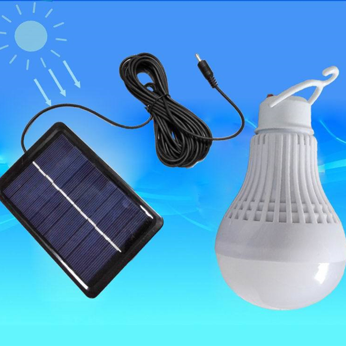 Lithium battery solar rechargable led bulb lamp 5W with AC charger