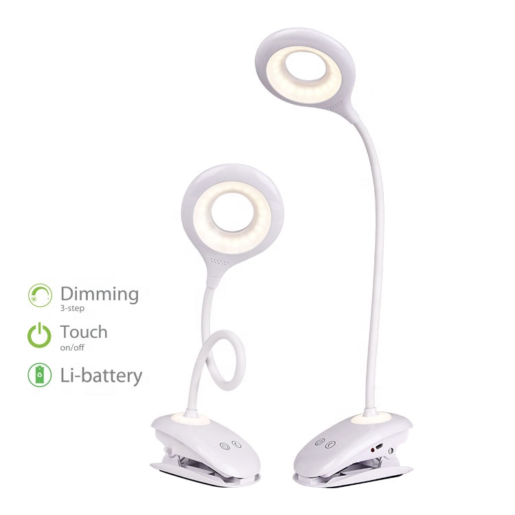 Modern Style Eye-caring Clip Reading Lamp, Flexible Unshadowed Touch Switch LED Clip Desk Lamp