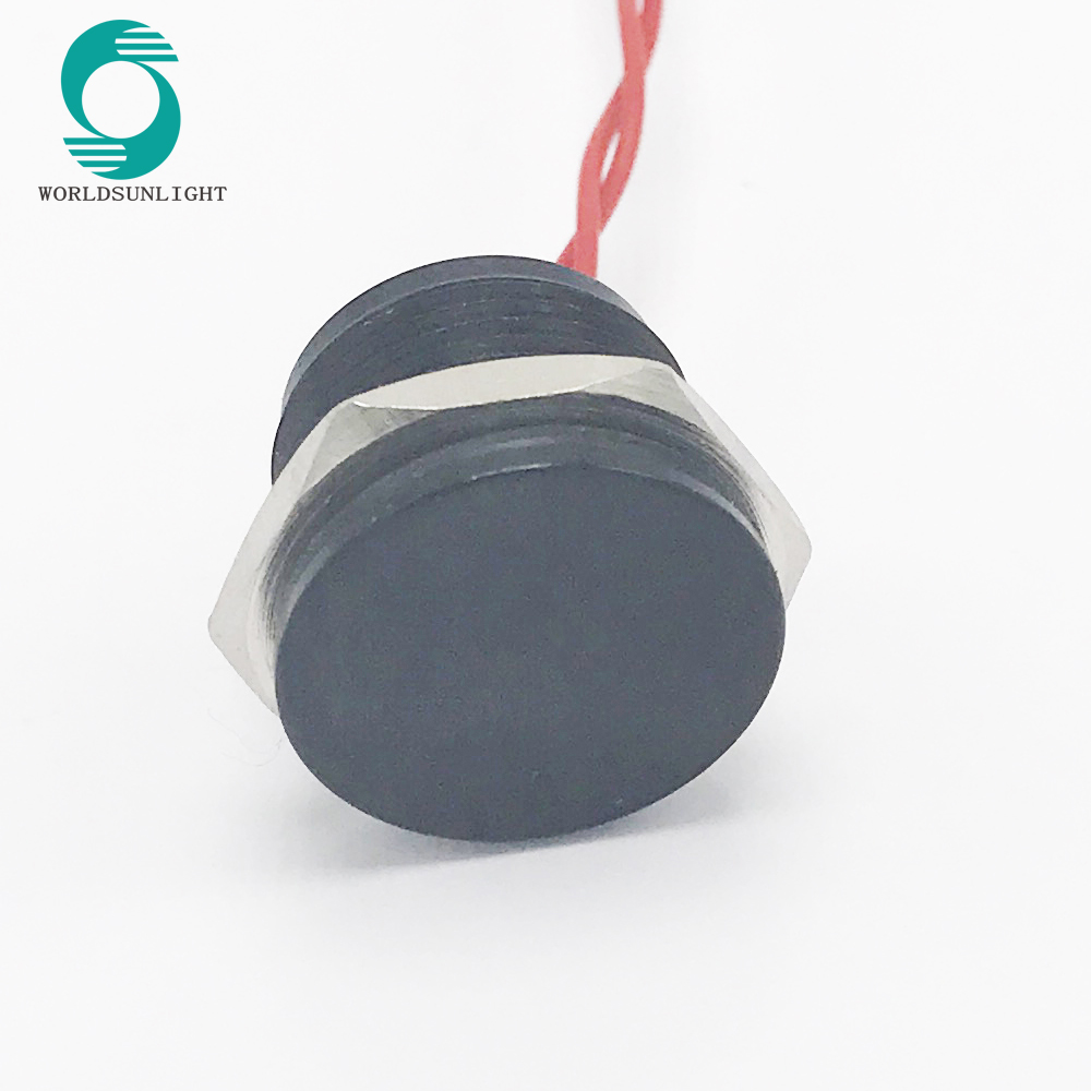 WS192F1NOM IP68 19mm black anodized Flat operator Flyingleads 200mA 24VAC/DC Normally open Momentary piezo switch