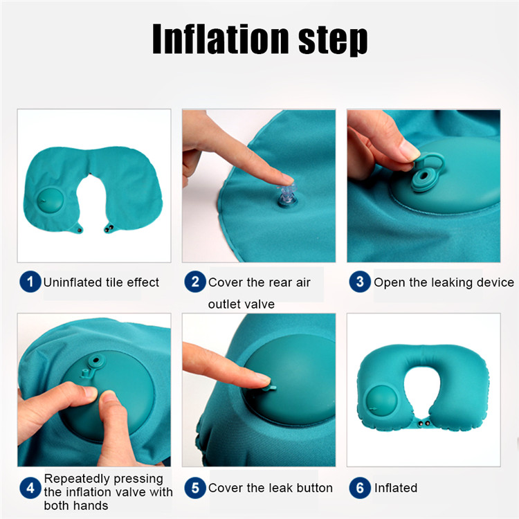 Mini Ultra thin Car U-shaped Inflatable Pillow Car Head Neck Rest Pressing Air Cushion Travel Office