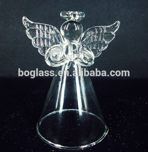 wholesale glass christmas angel ornaments, baby angel with blue wings,glass angel