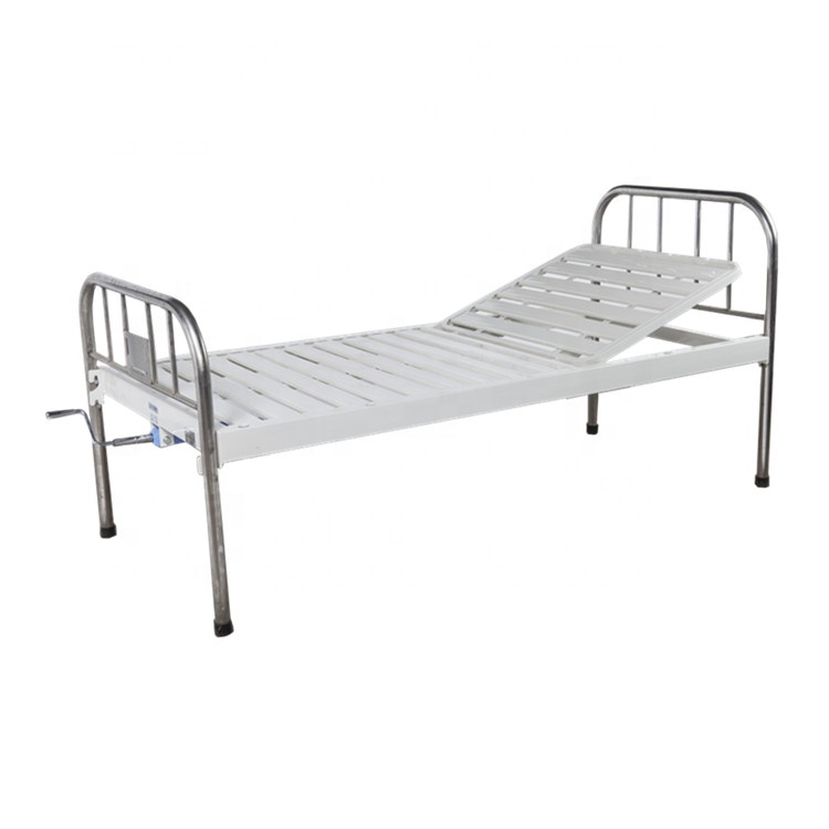 Cheap stainless steel hospital bed double cranks medical patient bed Semi-fowler hospital bed