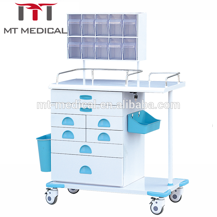 Good sales ABS hospital furniture mobile ABS medicine anesthesia crash trolley cart in hospital