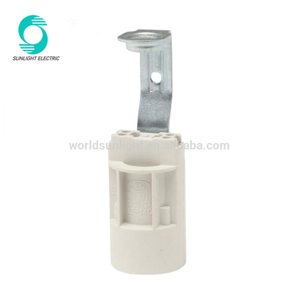 CE CQC VDE E14 tall white black candle lampholder lamp holder with metal bracket for led bulb