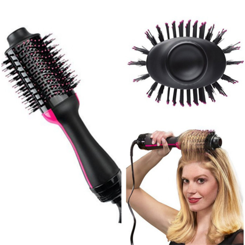 New 2 in 1 Hair Electric Heating Straightener Curler Iron Ceramic Comb Brush