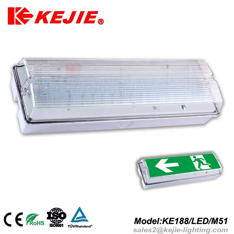 8W Non-Maintained IP65 double sides exit sign / emergency bulkhead light