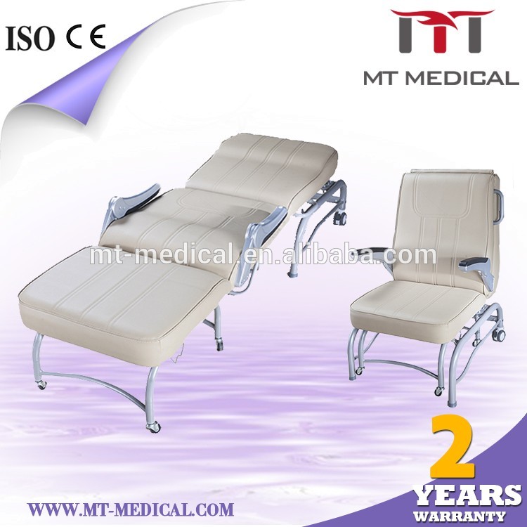 Hospital use Single Accompany Leather Folding Sofa Chair Bed