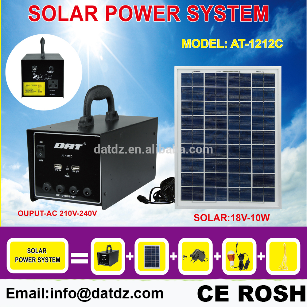 AT-1212C hot sale  12V portable solar power system with light  solar generator with inverter