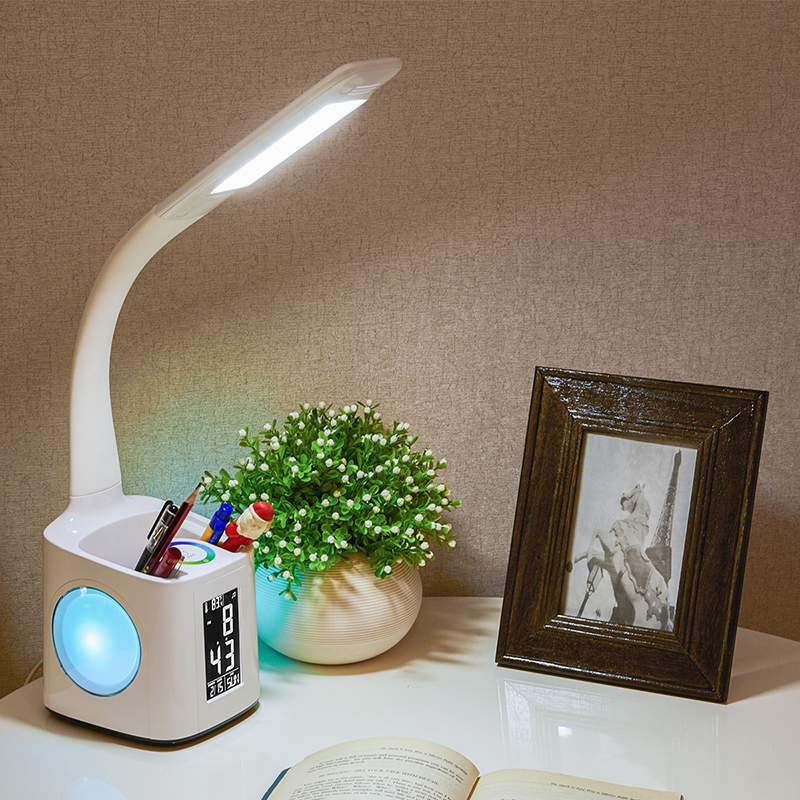 Bluetooth speaker pen holder desk lamp, children study table light with USB charging, colorful night light