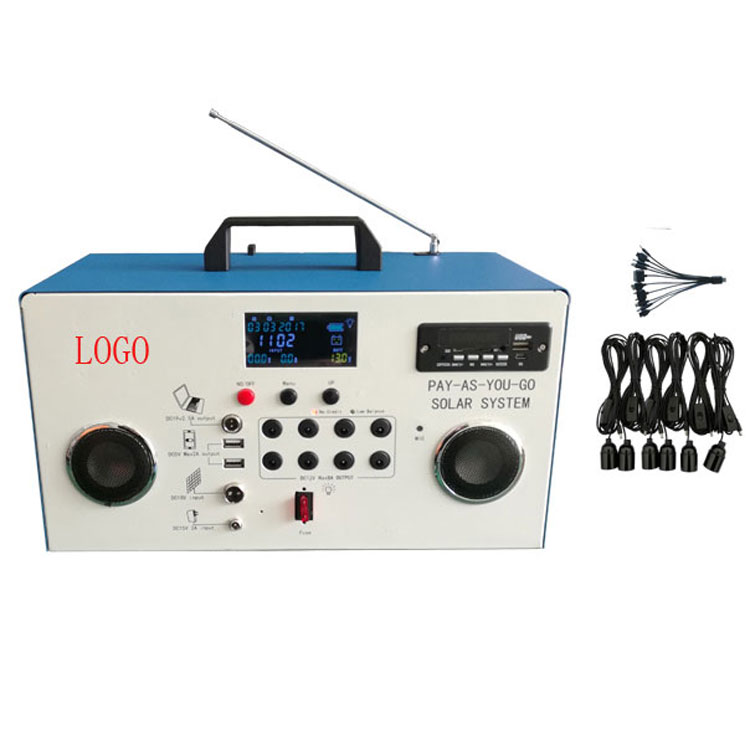 Charging by solar panel & adapter home solar fan & lighting system with LCD screen