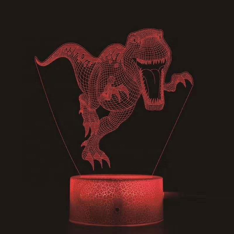 Dinosaur Crack White Base 3D Lamp 7 Color Burst Night Lamps for Kids Touch Led USB Table Baby Sleeping Nightlight Room Decor