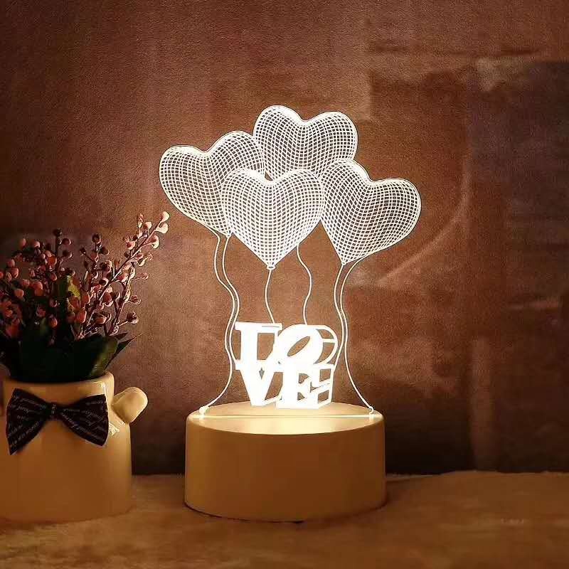 Gifts Warm White Lamp 3D Plug Acrylic Night LED Table Desk Light for Home Bedroom Decoration