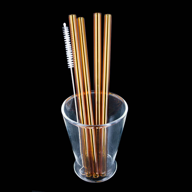 Creative Heat-resistant Glass Pipette Arts Straw Color Borosilicate Glass Juice Milk Straight Bent Straw