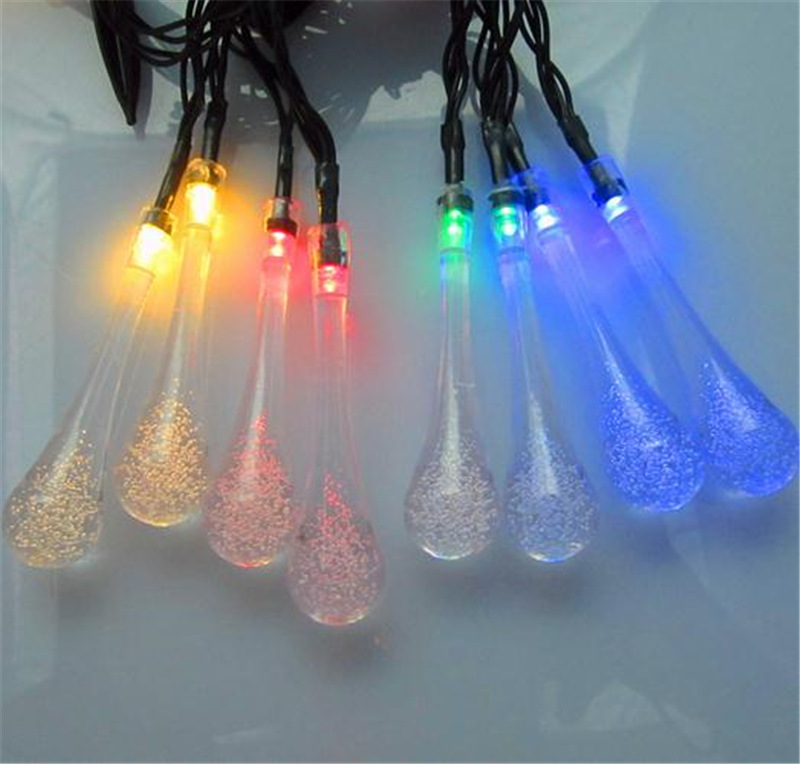 Solar String Lights 21 Feet 30 LED Water Drop Solar Fairy Waterproof Lights for Garden, Patio, Yard, Home, Parties PV-LS115