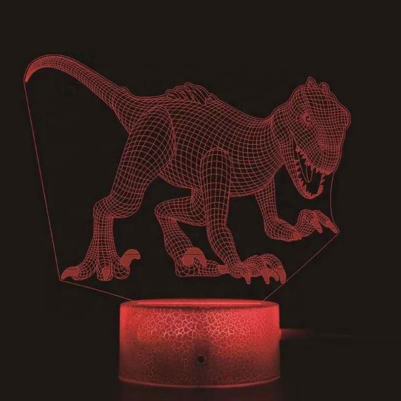 3D Illusion Optical Lamp LED Night Light 7 Color Changing Crackle White Base for Kids with Remote