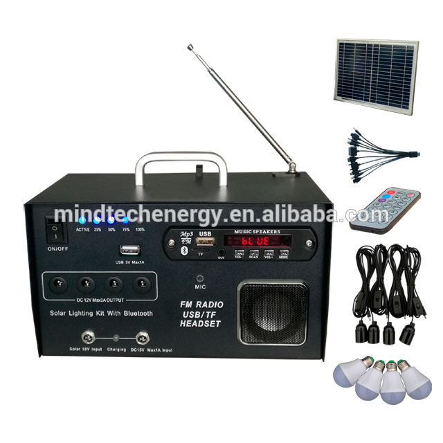 10w solar portable lighting system with FM radio bluetooth headset