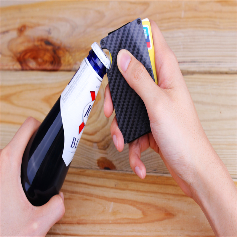 New Arrival Carbon Fiber Credit Card Holder RFID Blocking Anti Scan Metal Wallet With Money Cash Clip