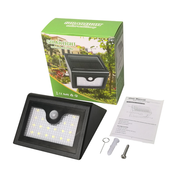 Body sensor solar outdoor light for wall front door