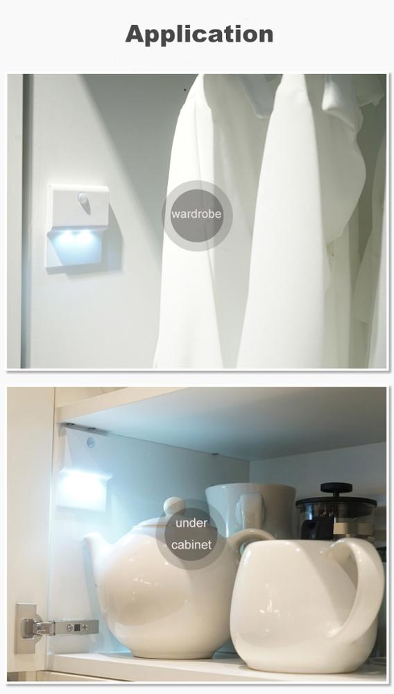 Battery Operated PIR Motion Sensor Night Light Stick on Anywhere Portable Cabinet LED Night Light with Motion Sensor