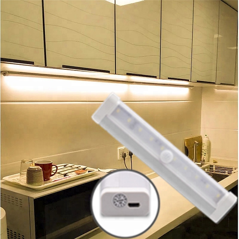 Amazon Portable USB Rechargeable PIR Wireless Lamp Stick Bar wardrobe Light motion sensor closet Light LED under cabinet light