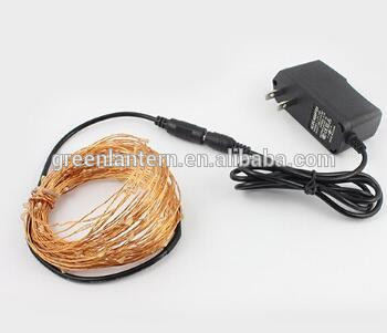 US plug 10m 100L 33ft invisible micro waterproof led copper wire string lights warm white with 110v adapter