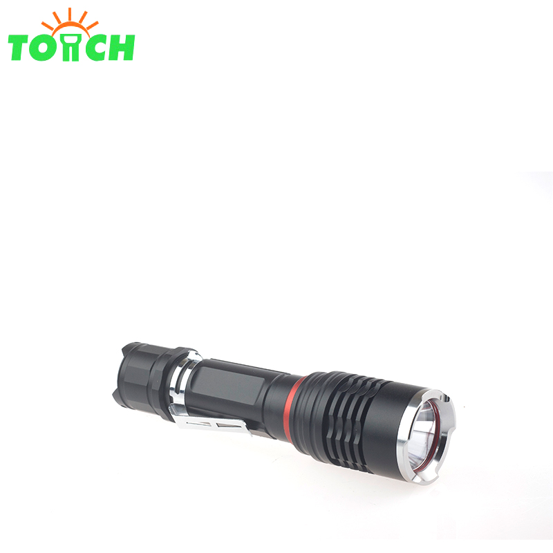 Chinese supplier aluminium USB rechargeable led flashlight with clip torch light for camping