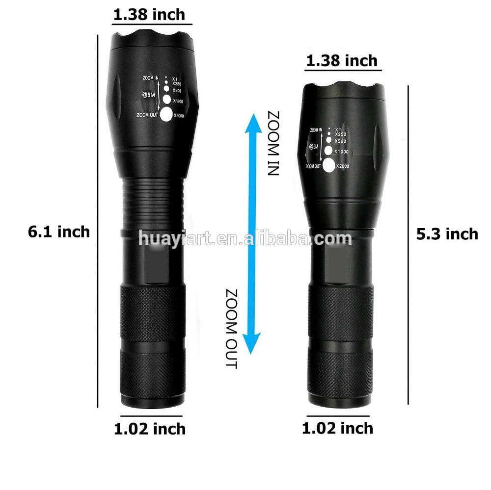 Top Rated Flashlight XML T6 Zoomable Adjustable Focus 5 Modes 1000 Lumens Water Resistant Brightest LED Tactical torch