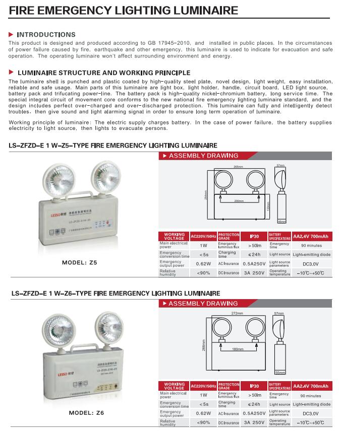 LESSO CCC and ISO certification fire emergency lighting lamps for South America