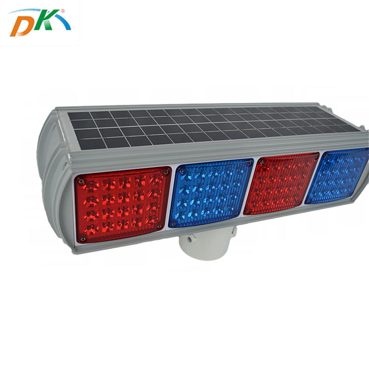 DK led four sides red blue blinking solar led traffic strobe flashing lights