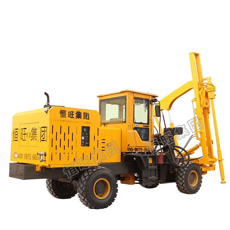 Air compressor guardrail truck mounted highway pile driver