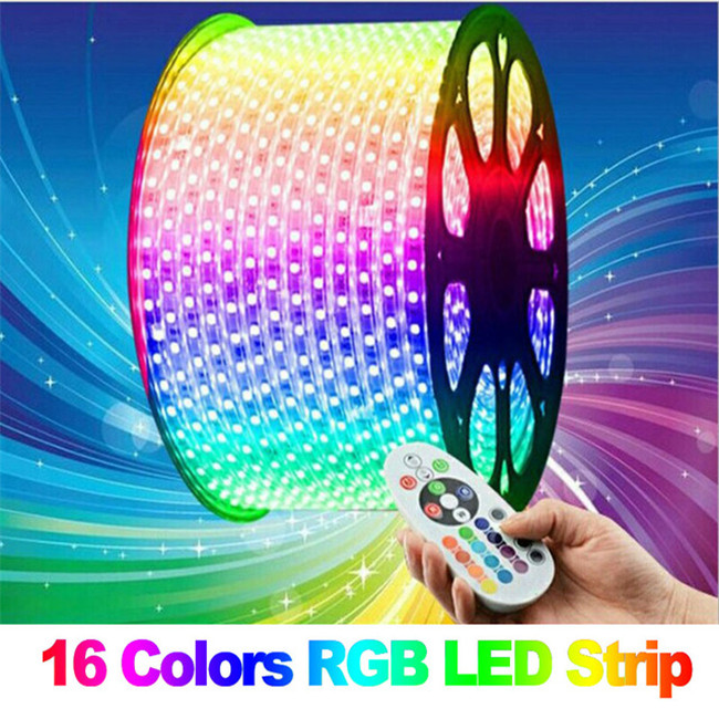 50m high bright outdoor RGB 5050 rgb 220v led flexible waterproof strip