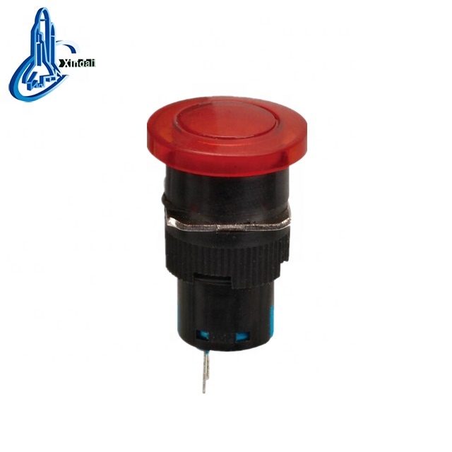 16mm industrial emergency mushroom push button switch with LED neon light lamp XDL16-11MD